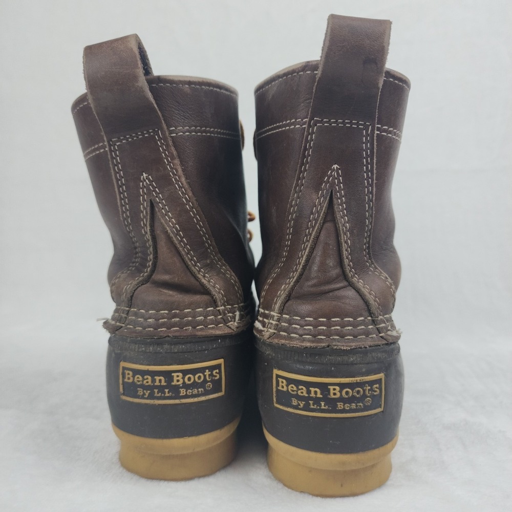 LL Bean Bean Boots Mens Size 8M Brown Leather Rubber Duck Rain Made In Maine - Picture 2 of 11